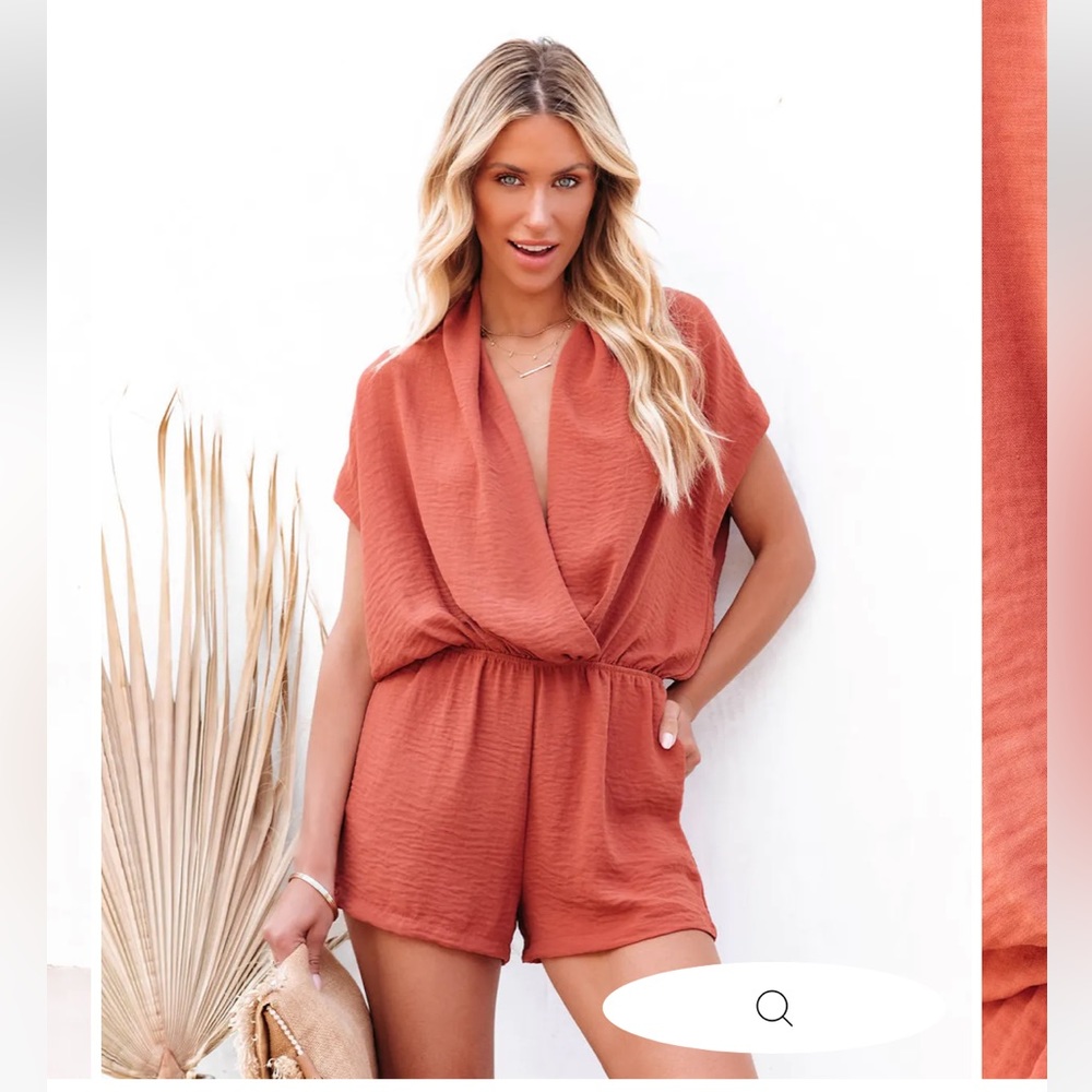 Vici Chicka Pocketed Romper - Rust
